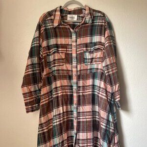BAACAL - New Anthropologie Lauren Plaid Plus Shirtdress